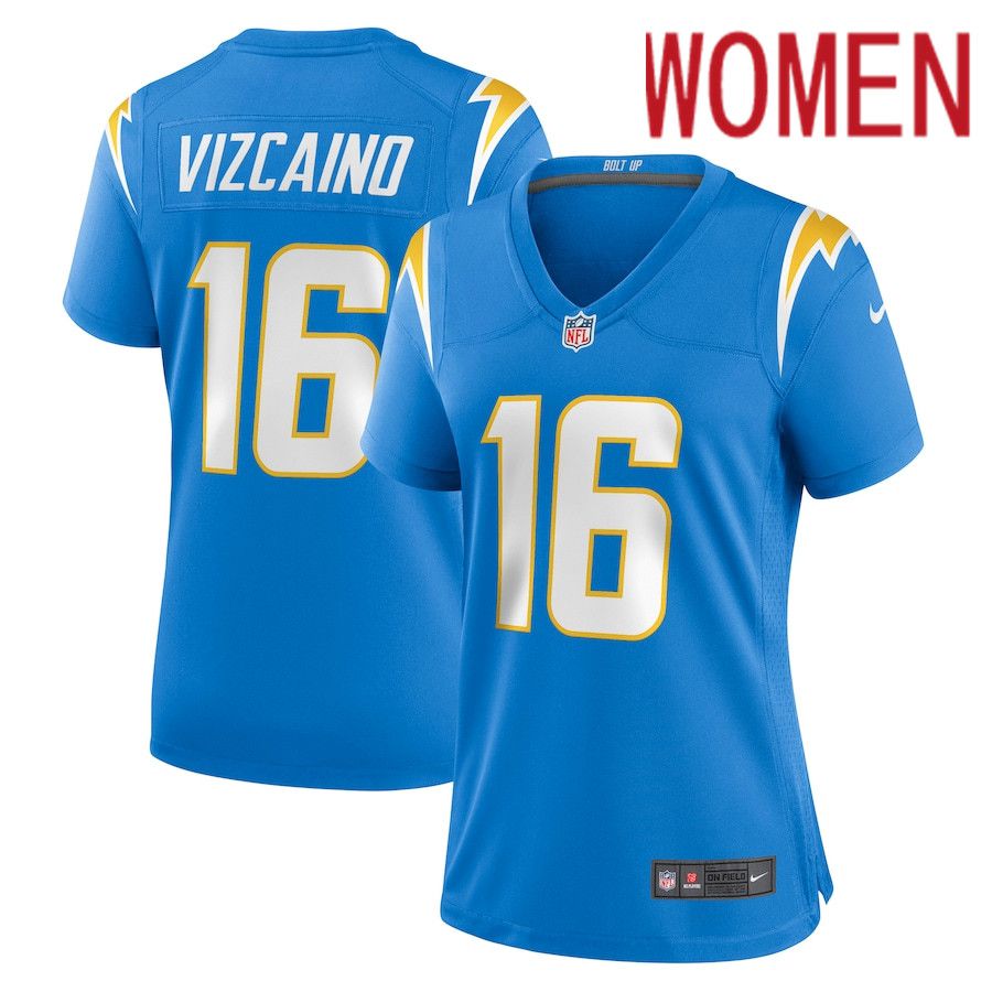 Women Los Angeles Chargers #16 Tristan Vizcaino Nike Powder Blue Nike Game NFL Jersey->women nfl jersey->Women Jersey